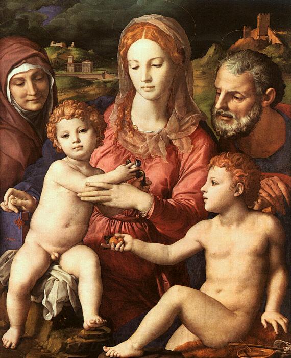 Agnolo Bronzino Holy Family with St.Anne and the Infant St.John Norge oil painting art